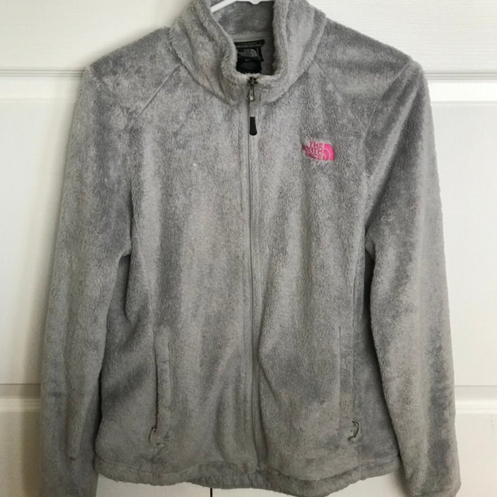 Gray Fluffy Women's North Face Jacket Medium